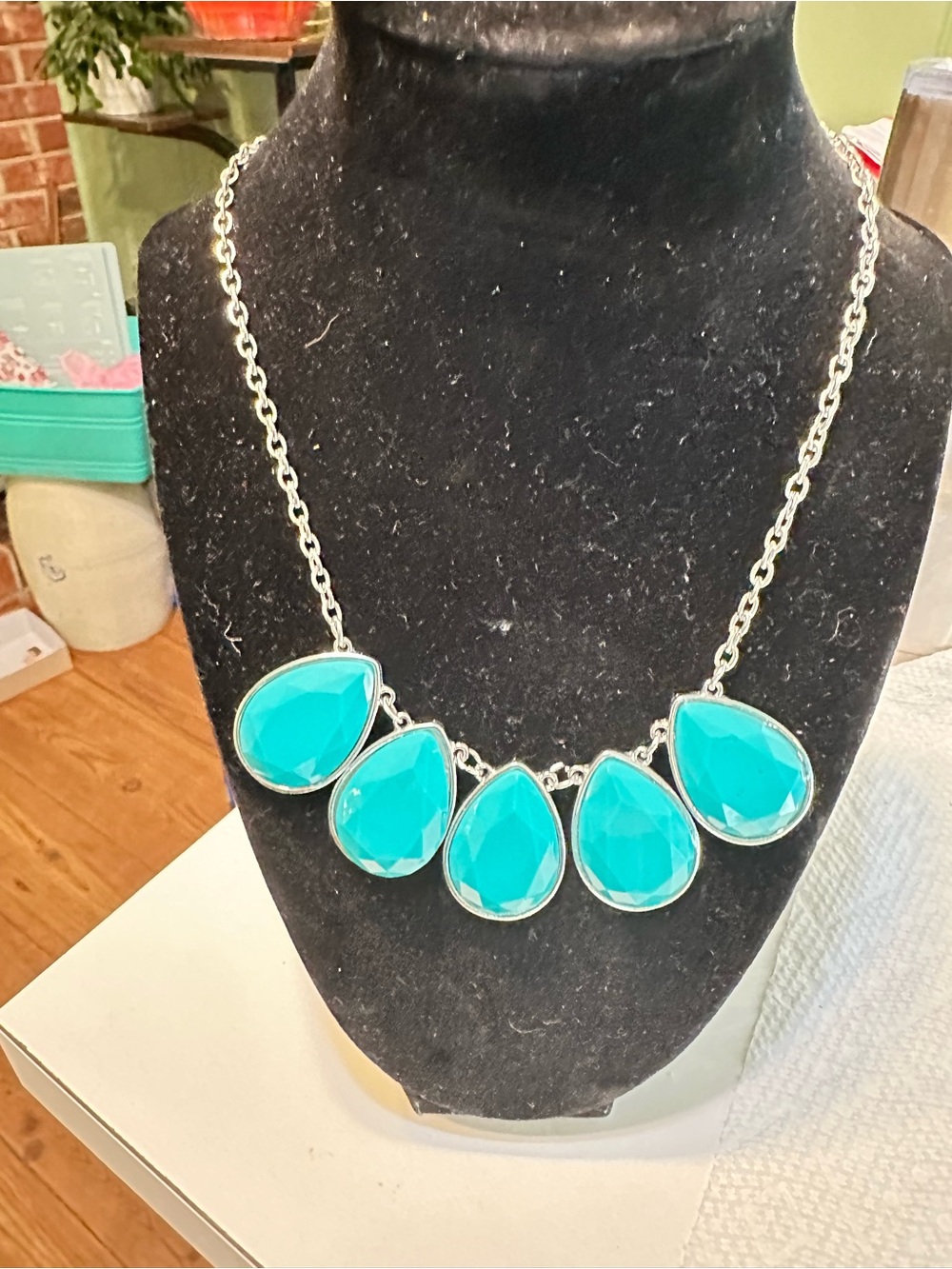 Kim Rogers Teardrop Statement Necklace in Turquoise